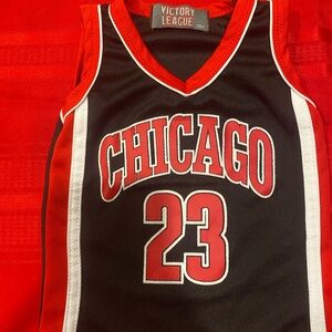 Kids Black and Red Chicago Jersey
